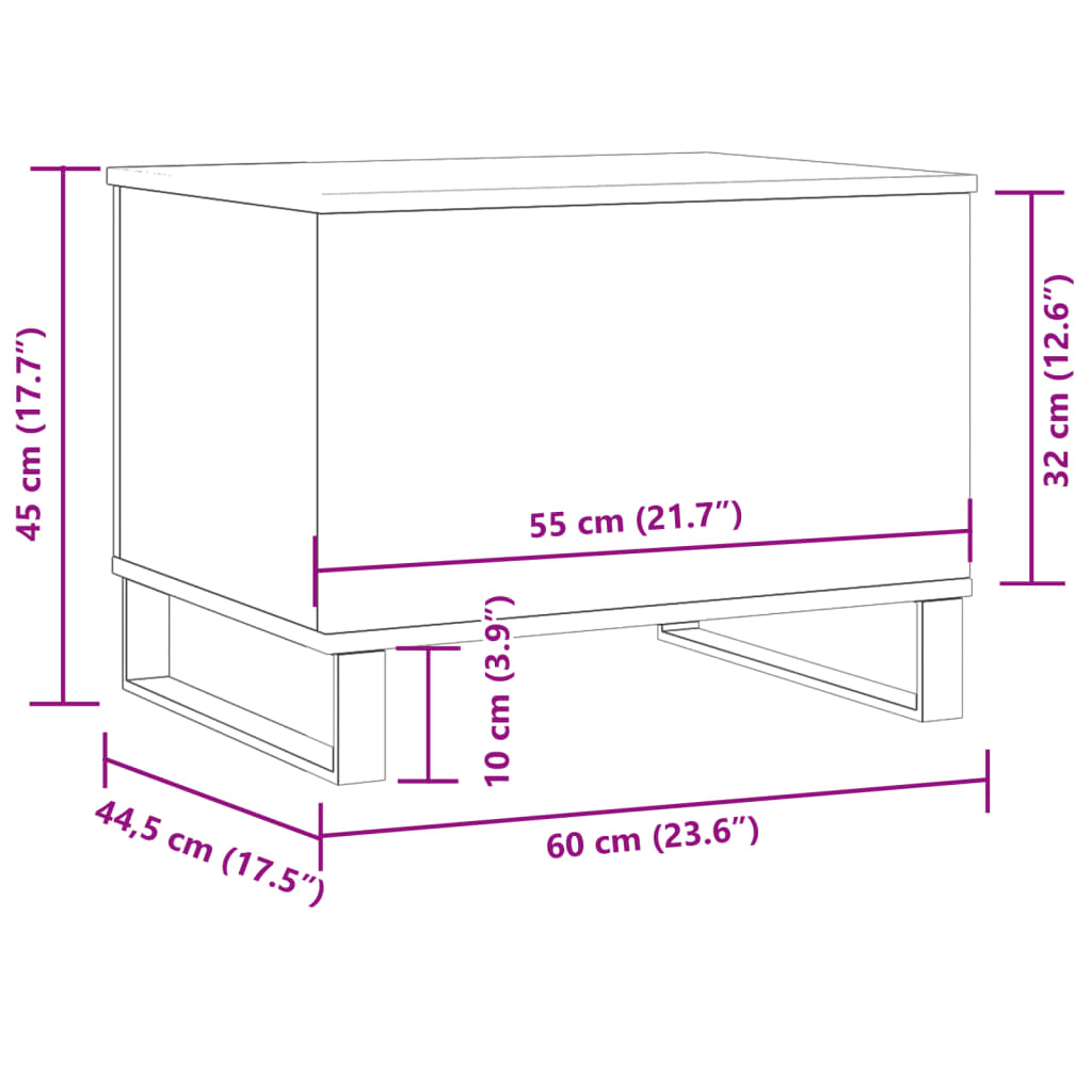 Coffee Table Old Wood 60x44.5x45 cm Engineered Wood
