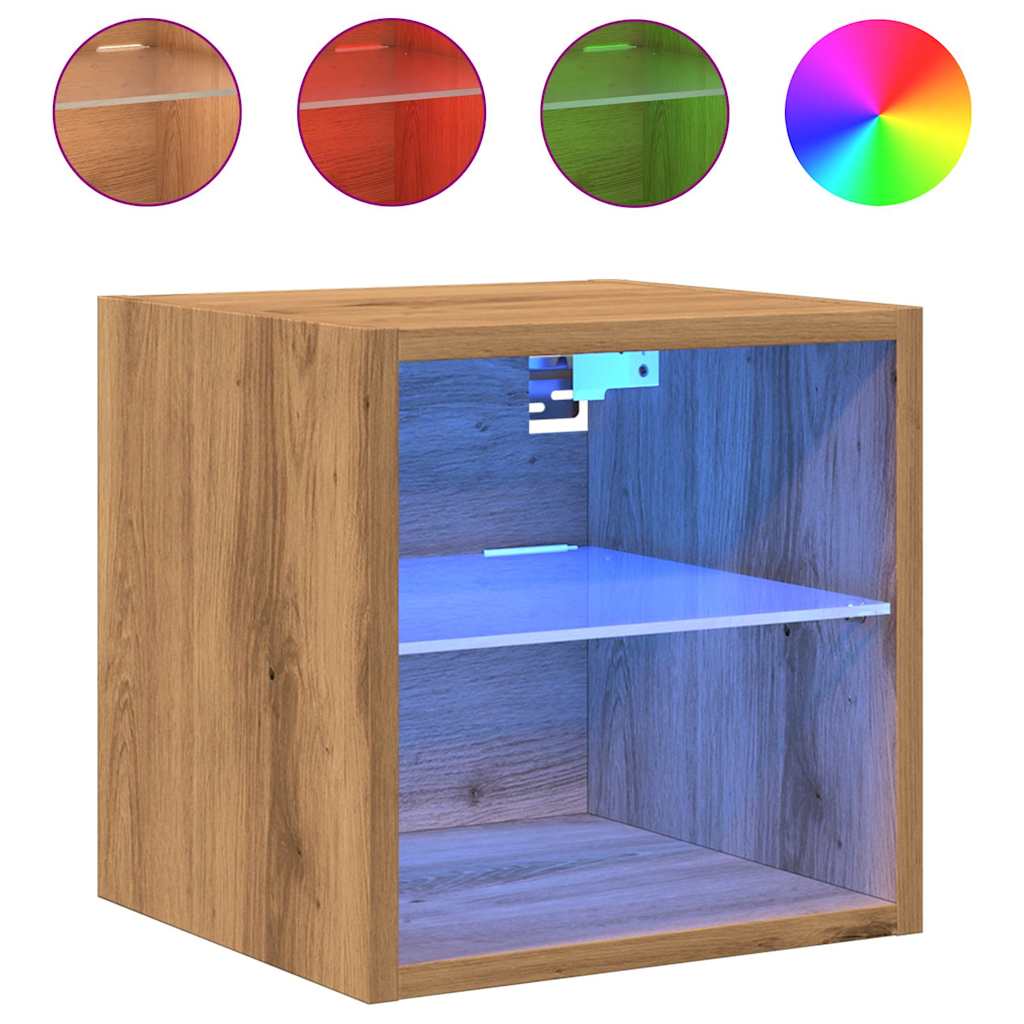 TV Wall Cabinets with LED Lights 2 pcs Artisan Oak 30x28.5x30 cm