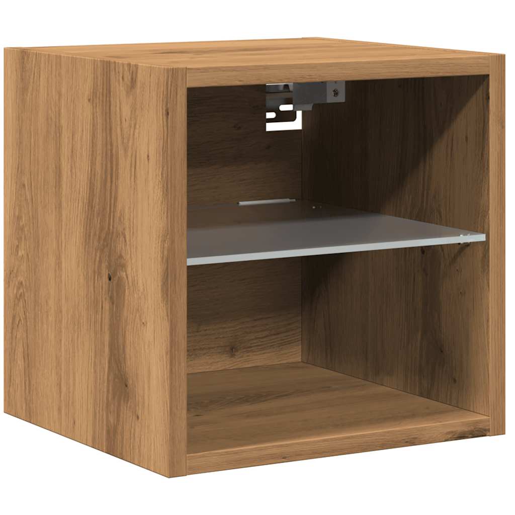 TV Wall Cabinets with LED Lights 2 pcs Artisan Oak 30x28.5x30 cm