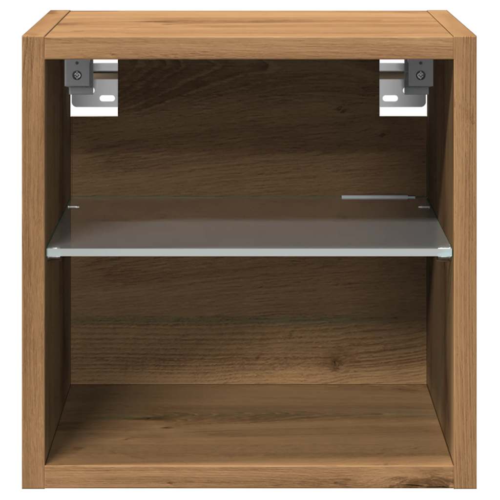 TV Wall Cabinets with LED Lights 2 pcs Artisan Oak 30x28.5x30 cm