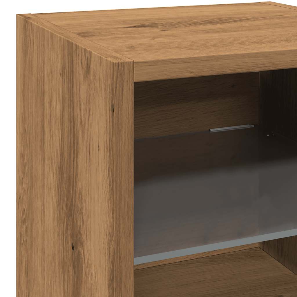 TV Wall Cabinets with LED Lights 2 pcs Artisan Oak 30x28.5x30 cm