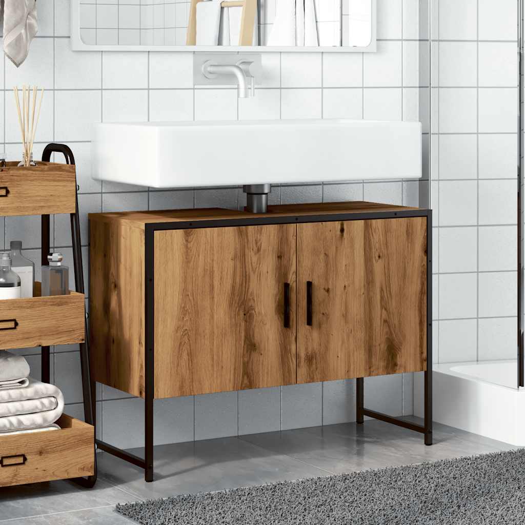 Bathroom Sink Cabinet Artisan Oak 80x33x60 cm Engineered Wood