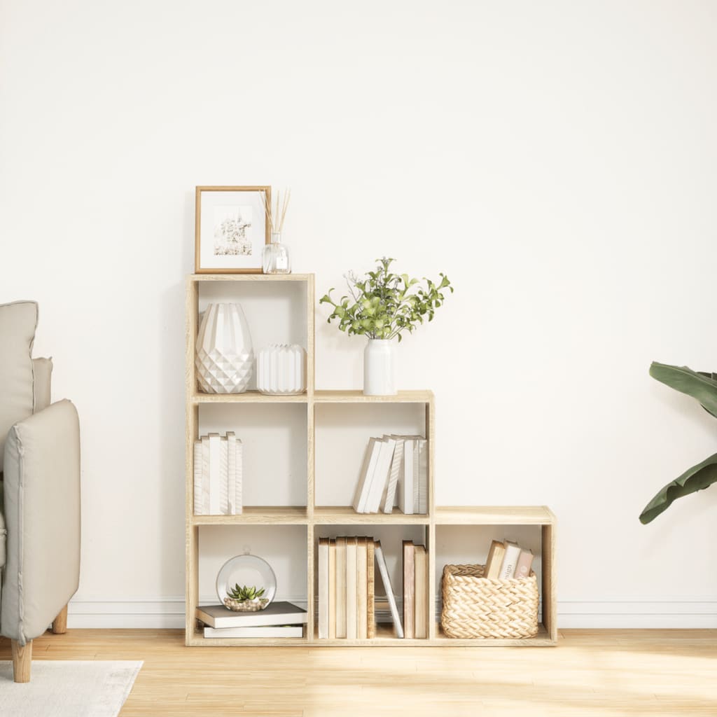Room Divider Bookcase 3-Tier Sonoma Oak 99x29x99 cm Engineered Wood
