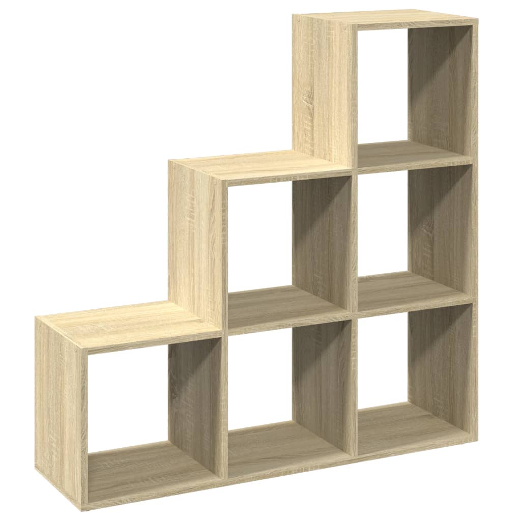 Room Divider Bookcase 3-Tier Sonoma Oak 99x29x99 cm Engineered Wood
