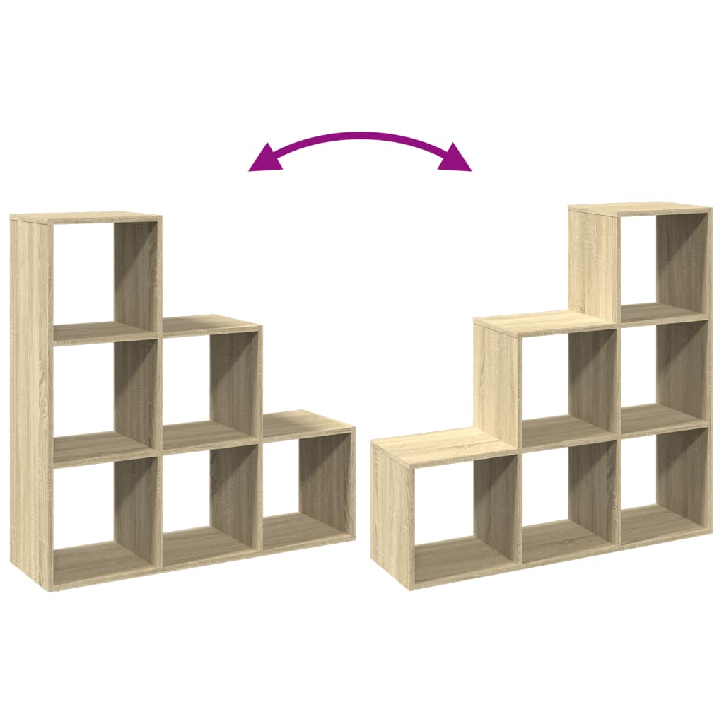 Room Divider Bookcase 3-Tier Sonoma Oak 99x29x99 cm Engineered Wood