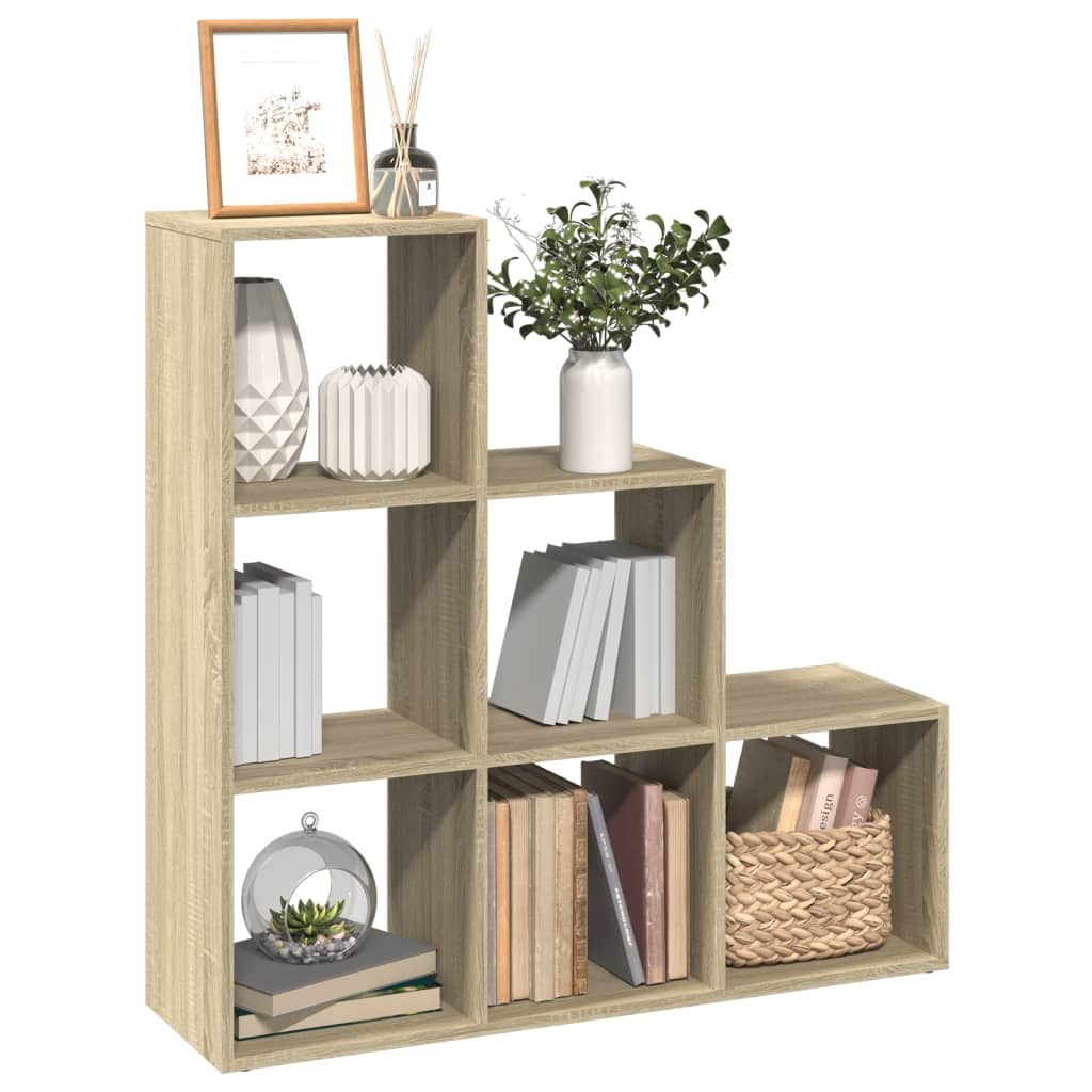 Room Divider Bookcase 3-Tier Sonoma Oak 99x29x99 cm Engineered Wood