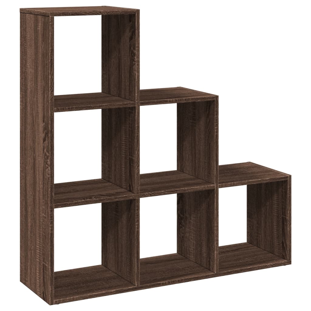 Room Divider Bookcase 3-Tier Brown Oak 99x29x99 cm Engineered Wood