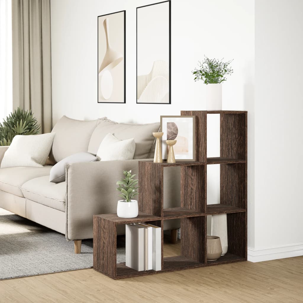 Room Divider Bookcase 3-Tier Brown Oak 99x29x99 cm Engineered Wood