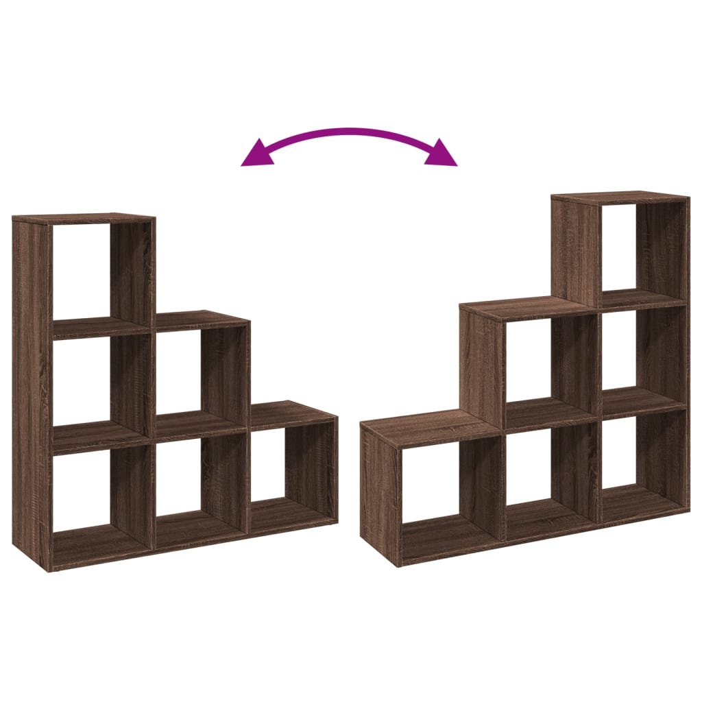 Room Divider Bookcase 3-Tier Brown Oak 99x29x99 cm Engineered Wood