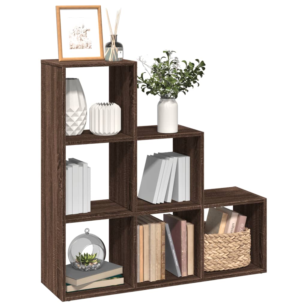 Room Divider Bookcase 3-Tier Brown Oak 99x29x99 cm Engineered Wood