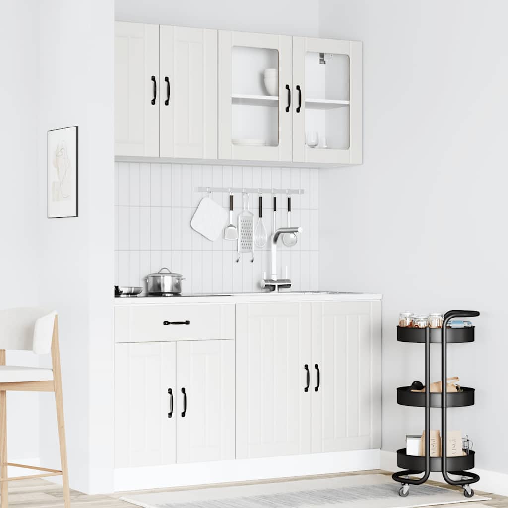 4 Piece Kitchen Cabinet Set Lucca White Engineered Wood