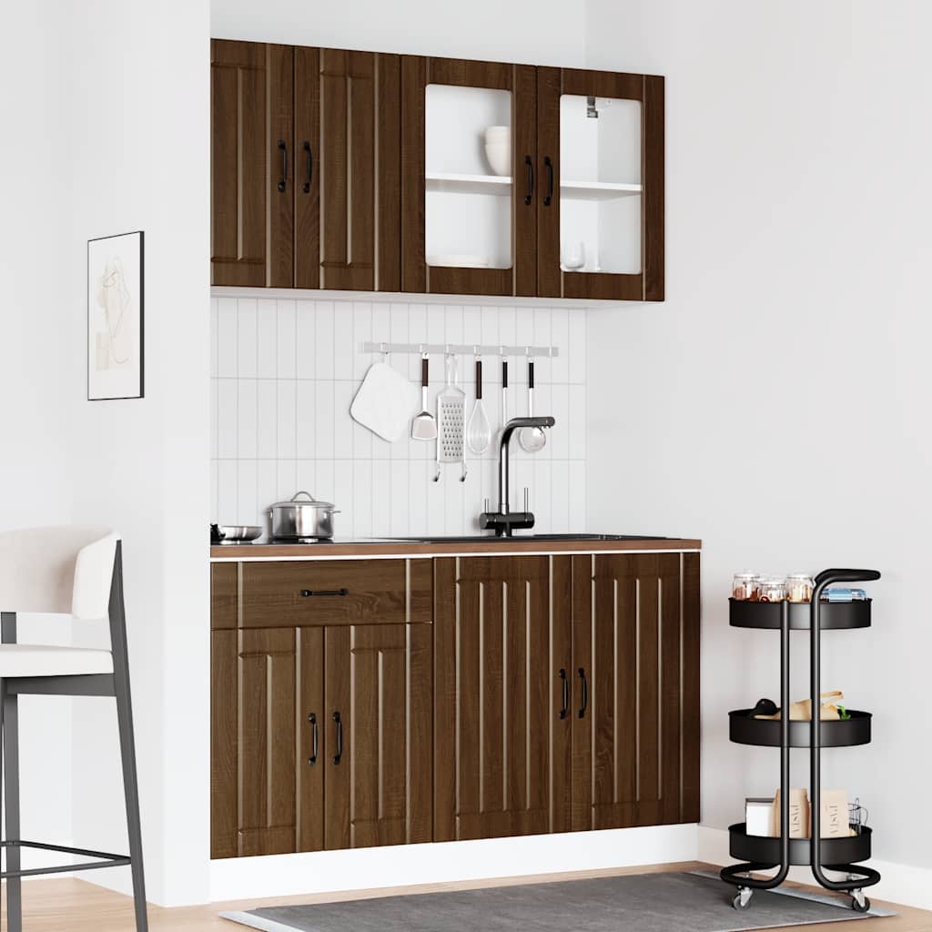 4 Piece Kitchen Cabinet Set Lucca Brown Oak Engineered Wood