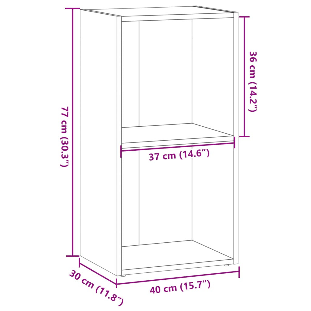 Bookcase Grey Sonoma 40x30x77 cm Engineered Wood