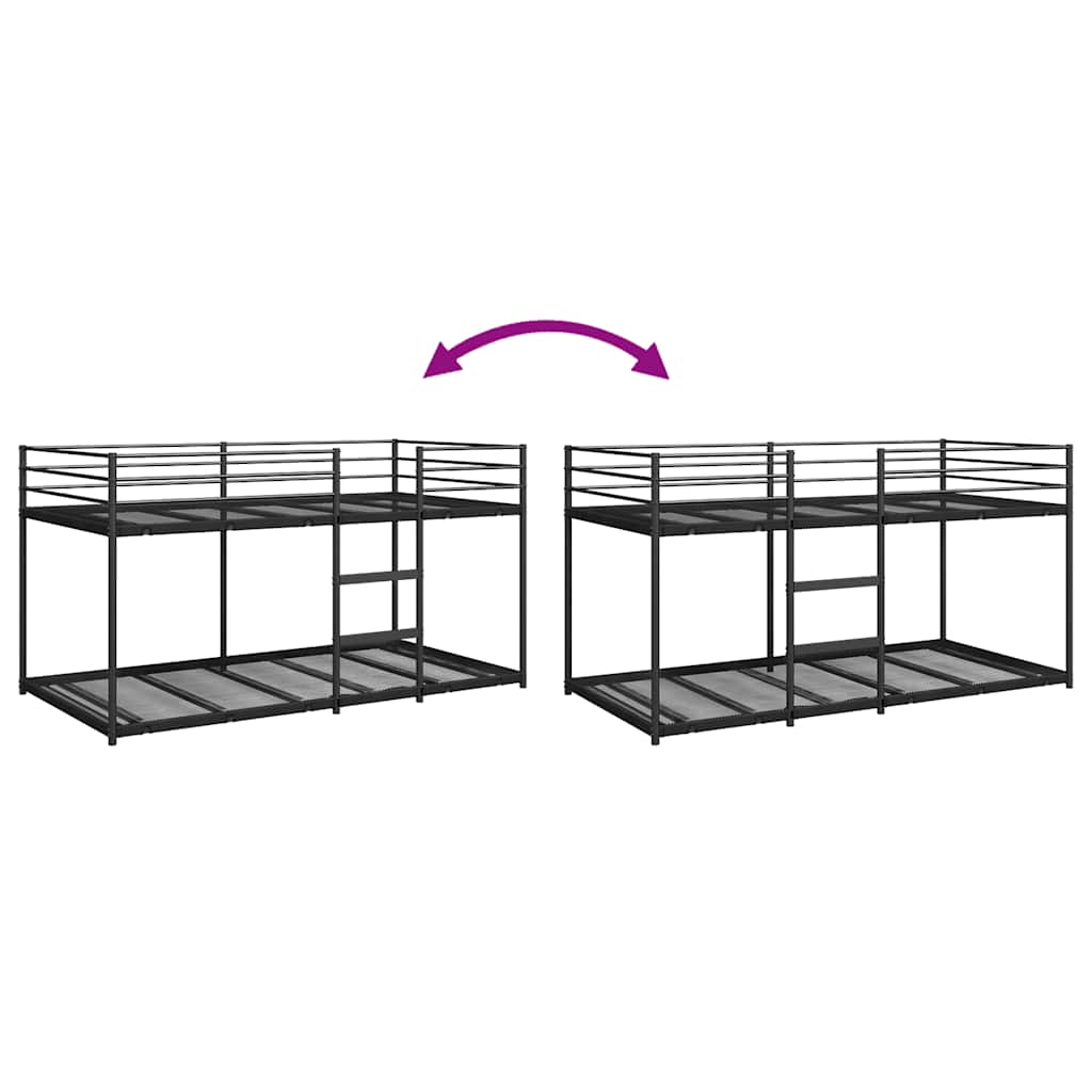 Bunk Bed without Mattress Black 100x190 cm Steel