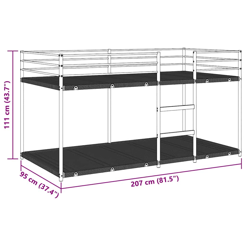 Bunk Bed without Mattress White 90x200 cm Steel
