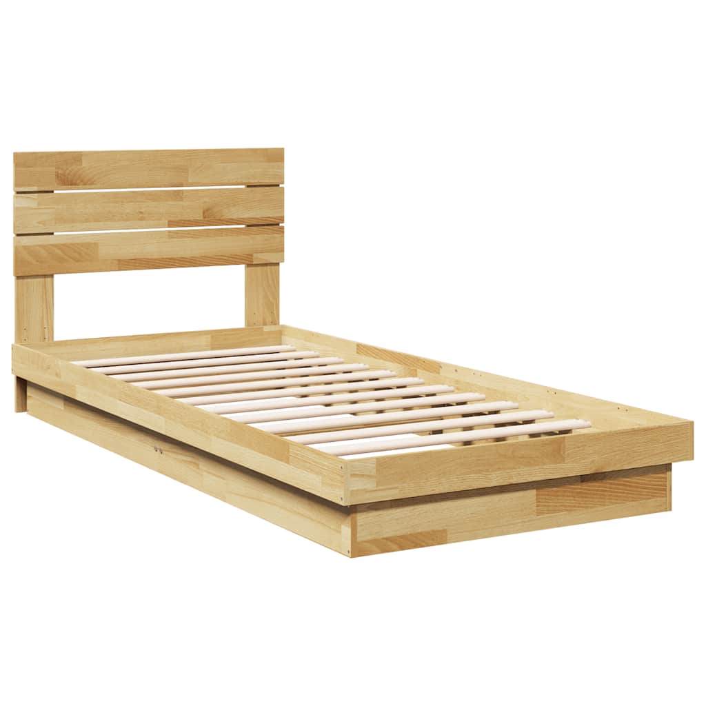 Bed Frame with Headboard without Mattress 75x190 cm Small Single Solid Wood Oak