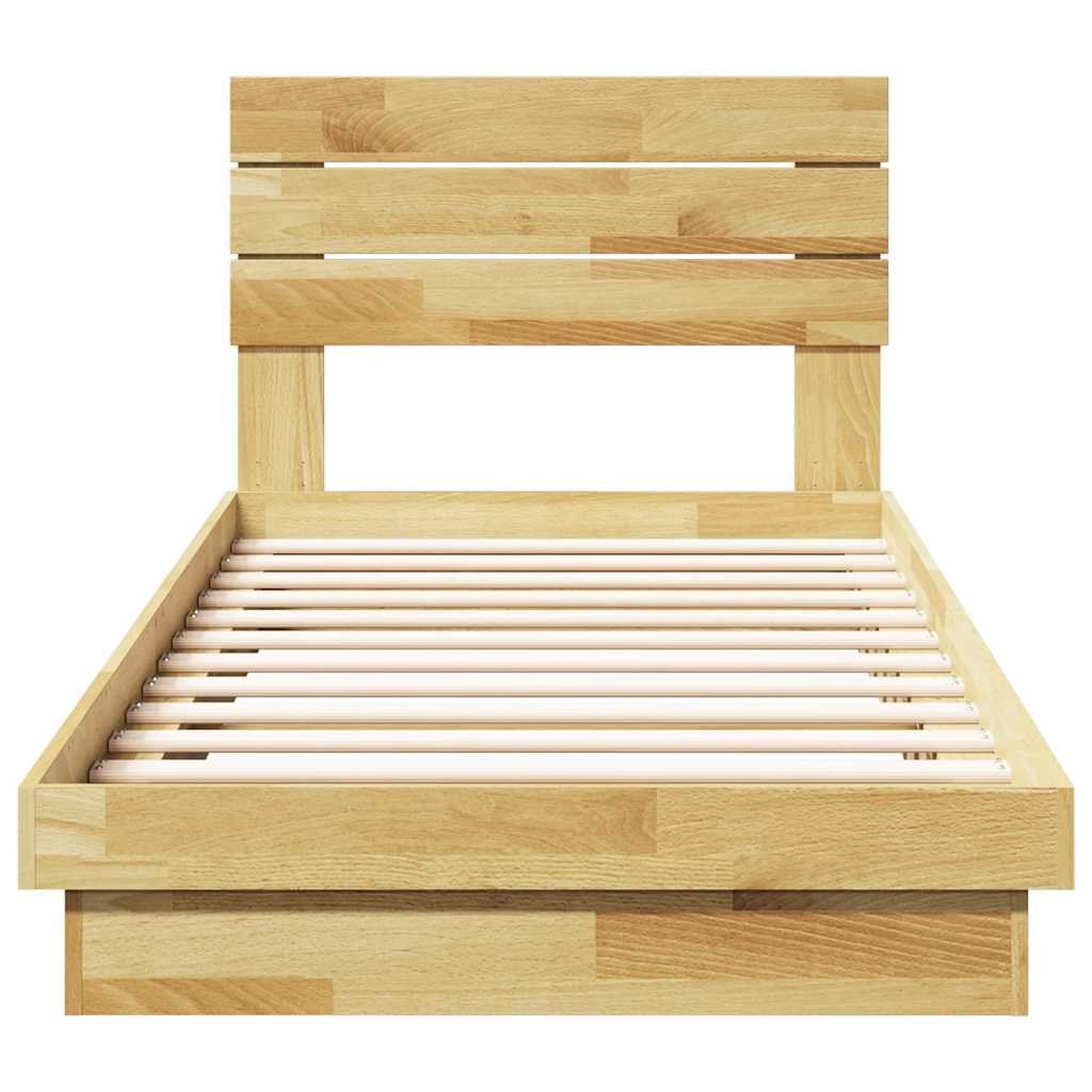Bed Frame with Headboard without Mattress 75x190 cm Small Single Solid Wood Oak
