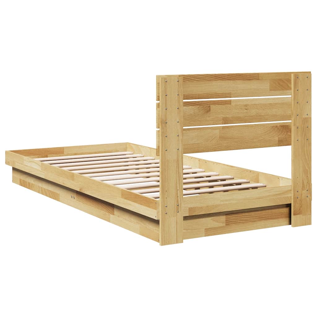 Bed Frame with Headboard without Mattress 75x190 cm Small Single Solid Wood Oak