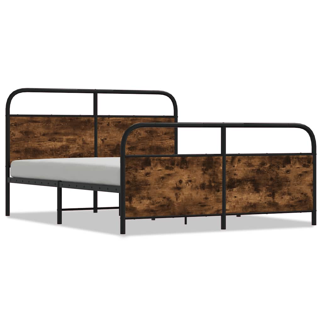 Metal Bed Frame without Mattress Smoked Oak 183x213 cm