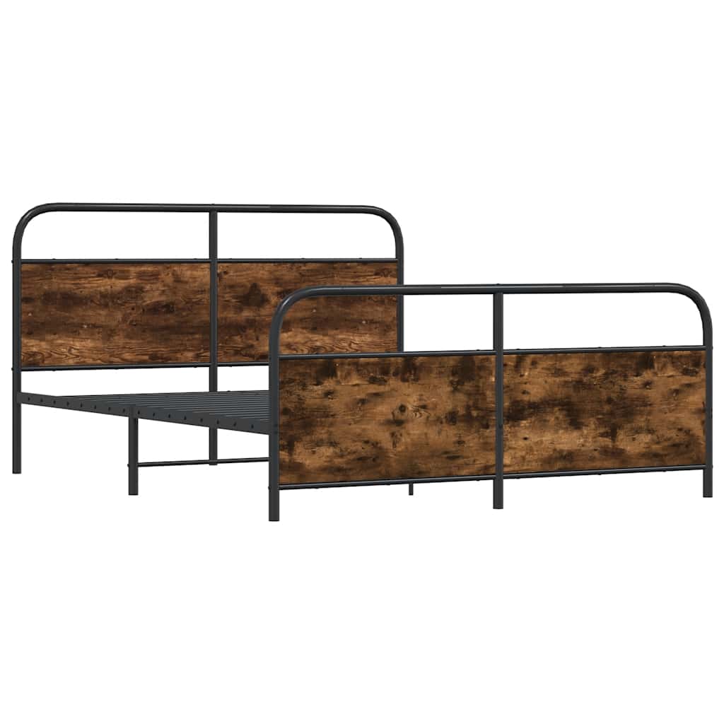Metal Bed Frame without Mattress Smoked Oak 183x213 cm