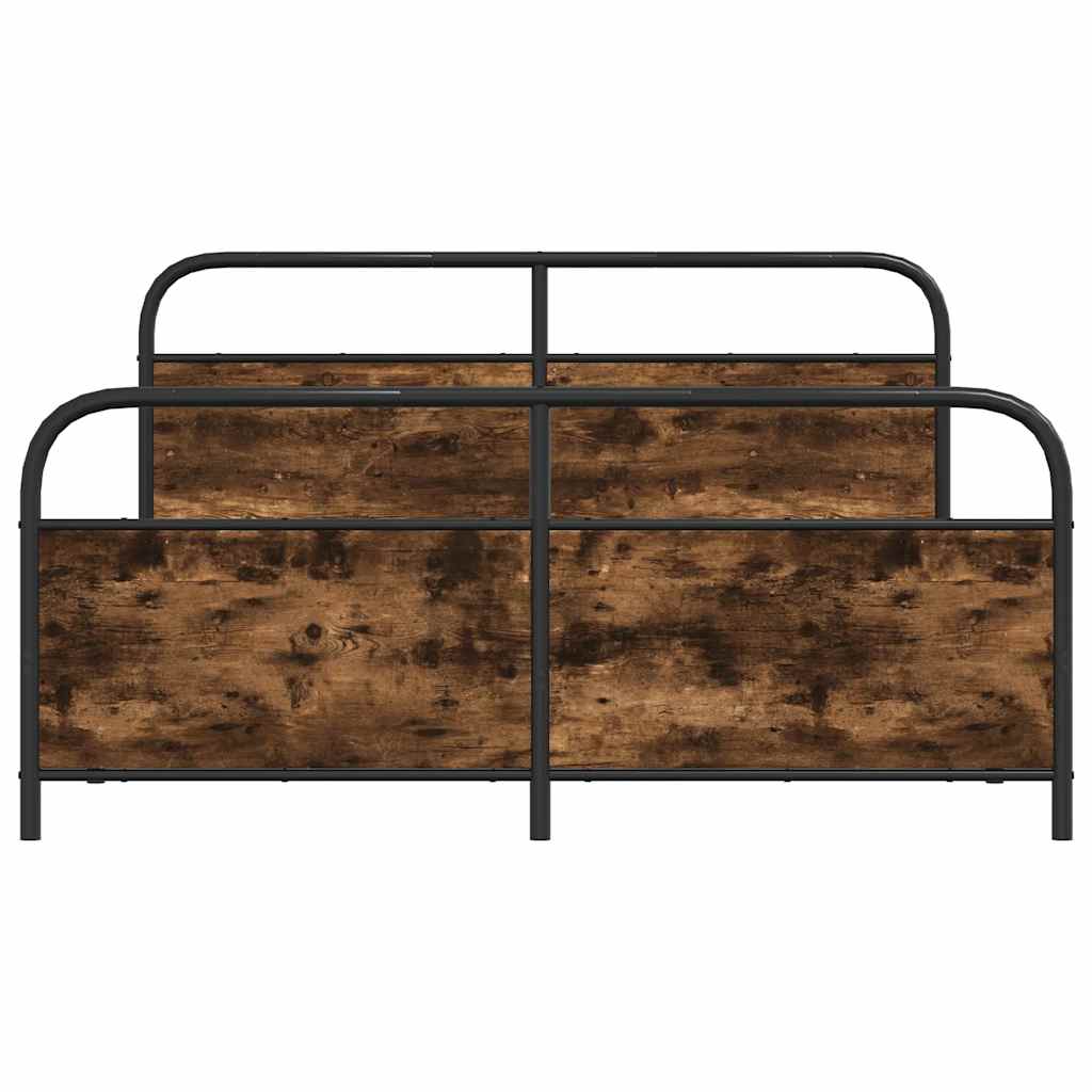 Metal Bed Frame without Mattress Smoked Oak 183x213 cm