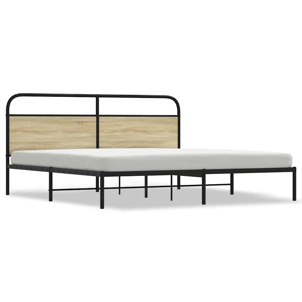 Metal Bed Frame without Mattress Sonoma Oak 183x213 cm