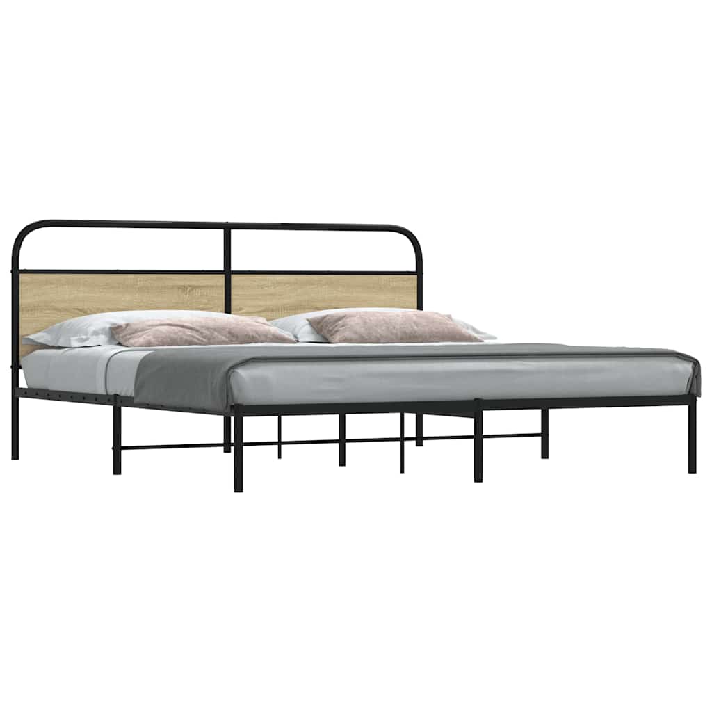 Metal Bed Frame without Mattress Sonoma Oak 183x213 cm