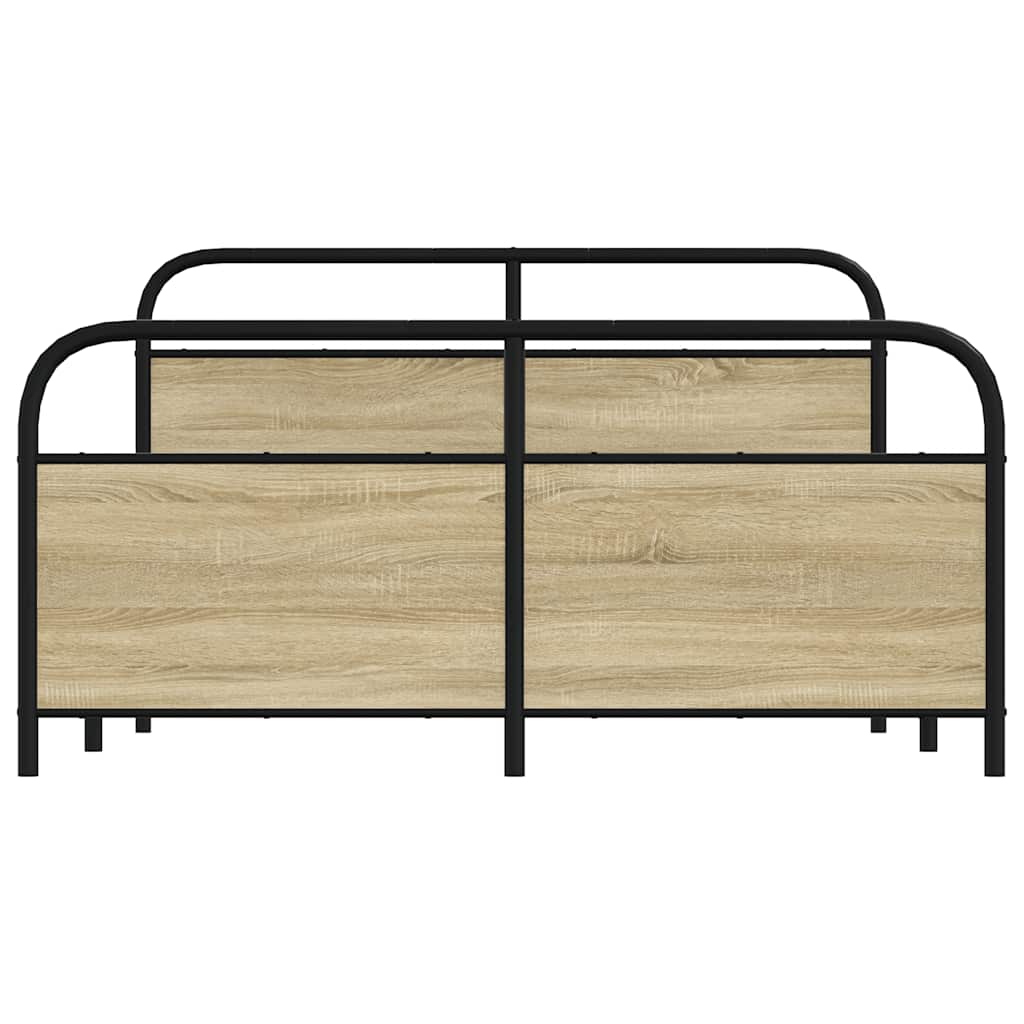 Metal Bed Frame without Mattress Sonoma Oak 150x200 cm King Size
