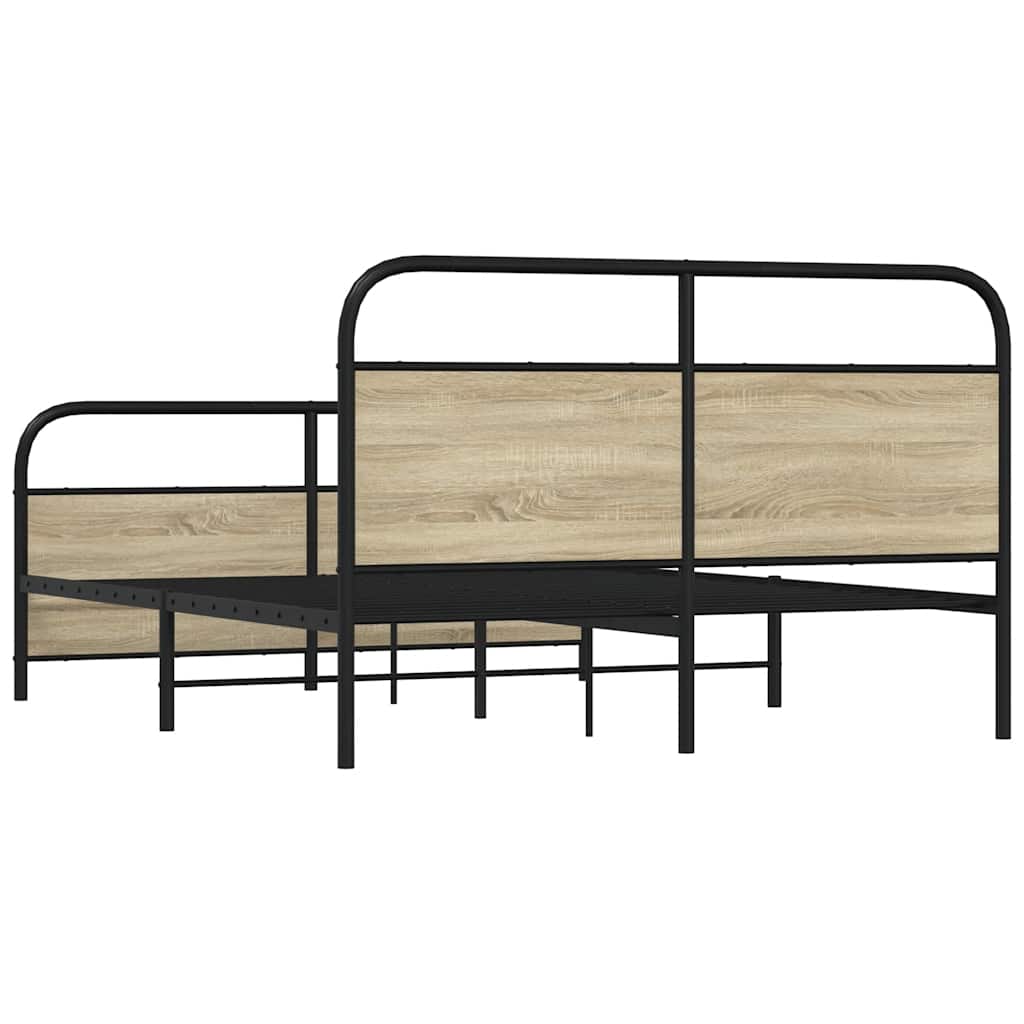 Metal Bed Frame without Mattress Sonoma Oak 150x200 cm King Size