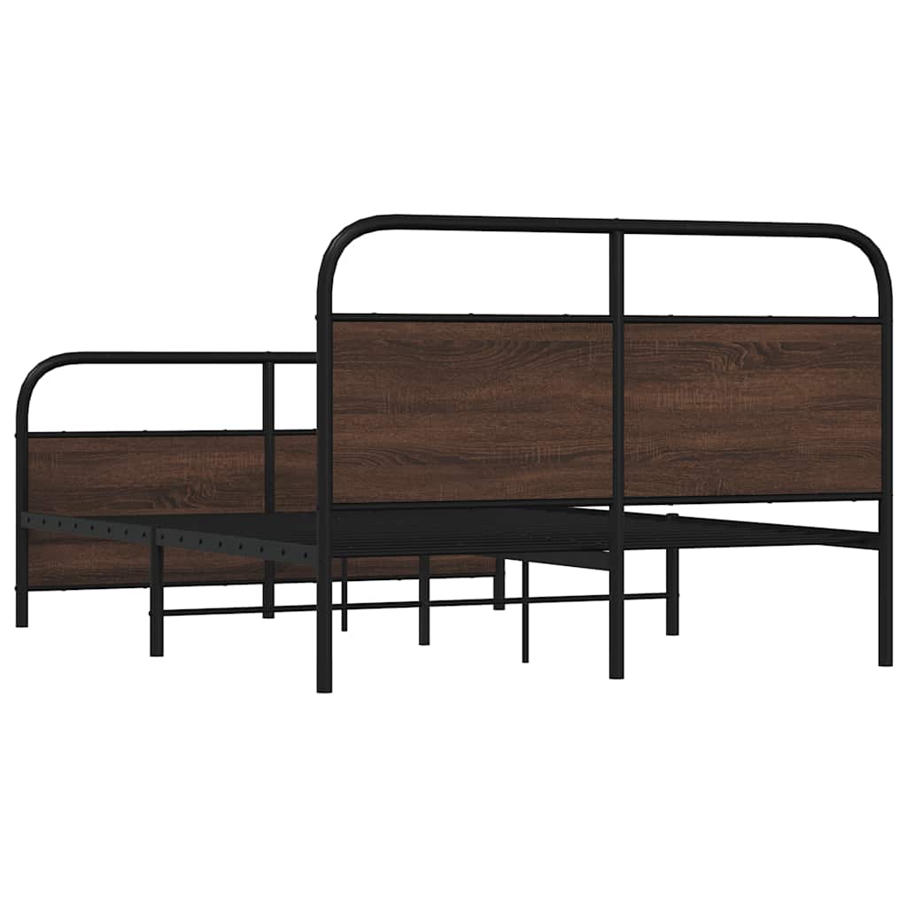 Metal Bed Frame without Mattress Brown Oak 140x200 cm