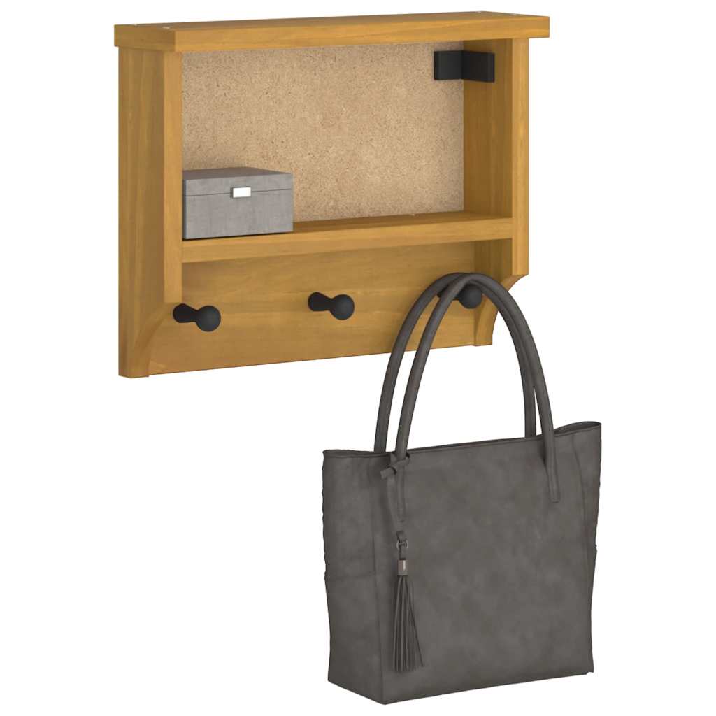 Wall-mounted Coat Rack SANDNES 45x12x35 cm Solid Wood Pine