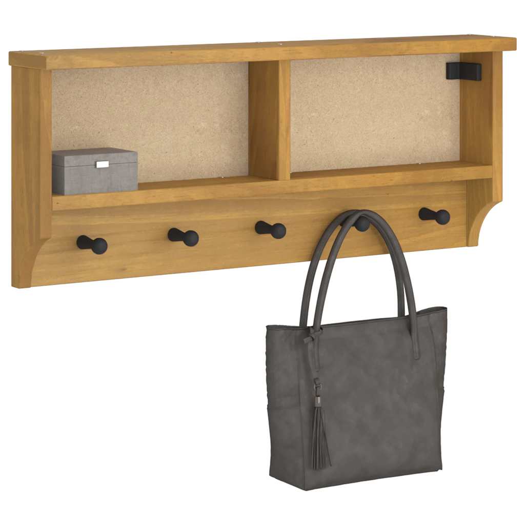 Wall-mounted Coat Rack SANDNES 87x12x35 cm Solid Wood Pine