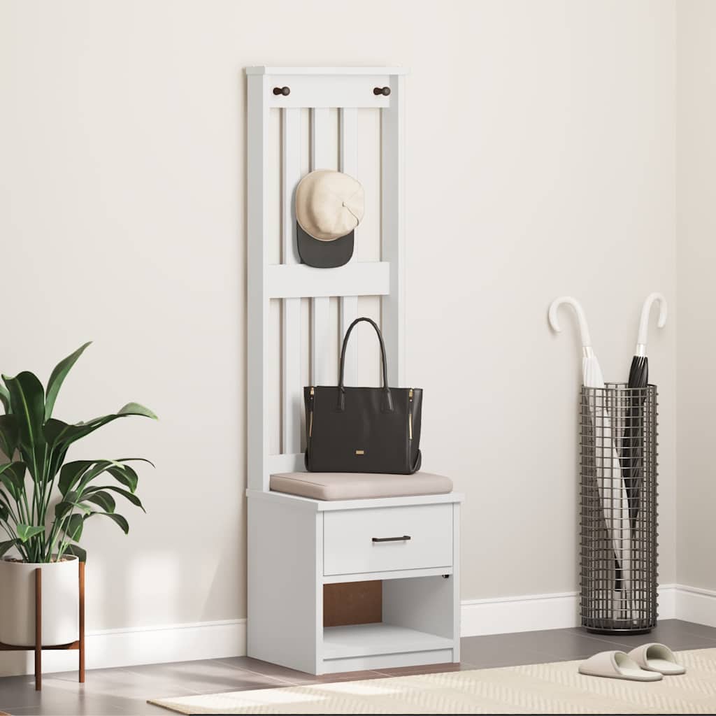 Hall Tree SANDNES White 45x40x159.5 cm Solid Wood Pine