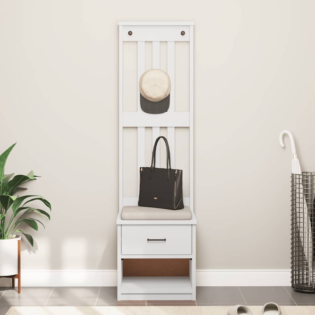 Hall Tree SANDNES White 45x40x159.5 cm Solid Wood Pine