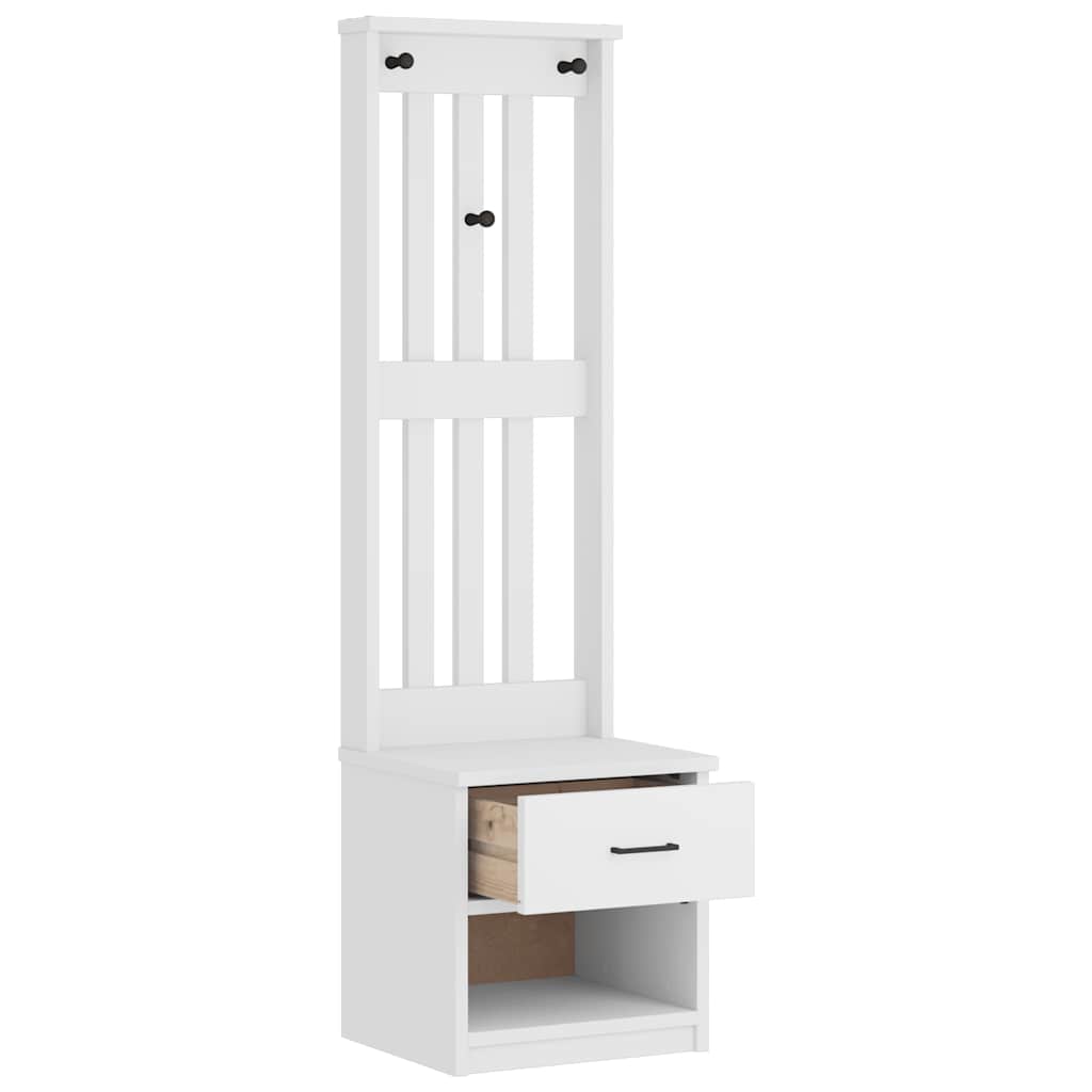 Hall Tree SANDNES White 45x40x159.5 cm Solid Wood Pine