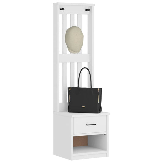 Hall Tree SANDNES White 45x40x159.5 cm Solid Wood Pine