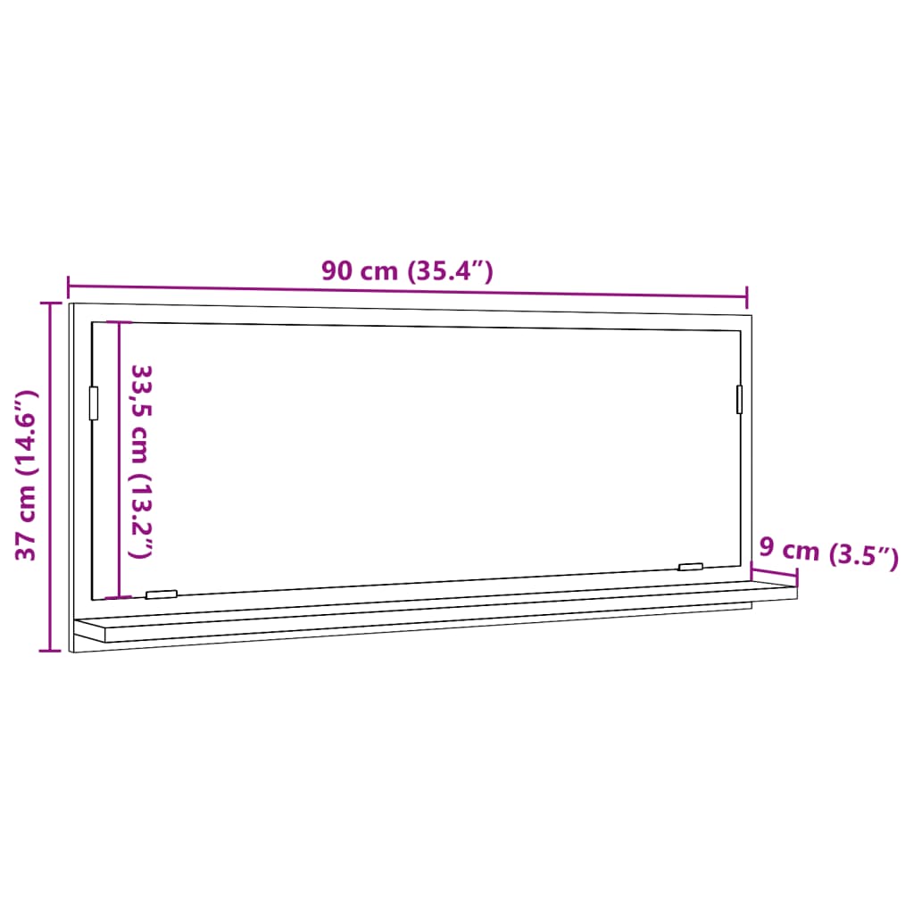 Bathroom Mirror Cabinet Concrete Grey 90x11x37 cm Engineered Wood