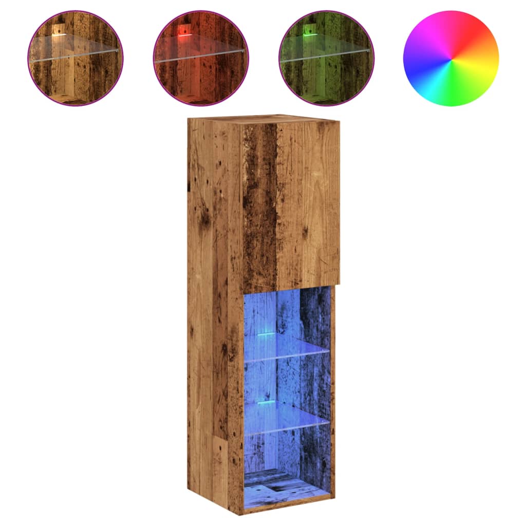 TV Cabinets with LED Lights 2 pcs Old Wood 30.5x30x102 cm