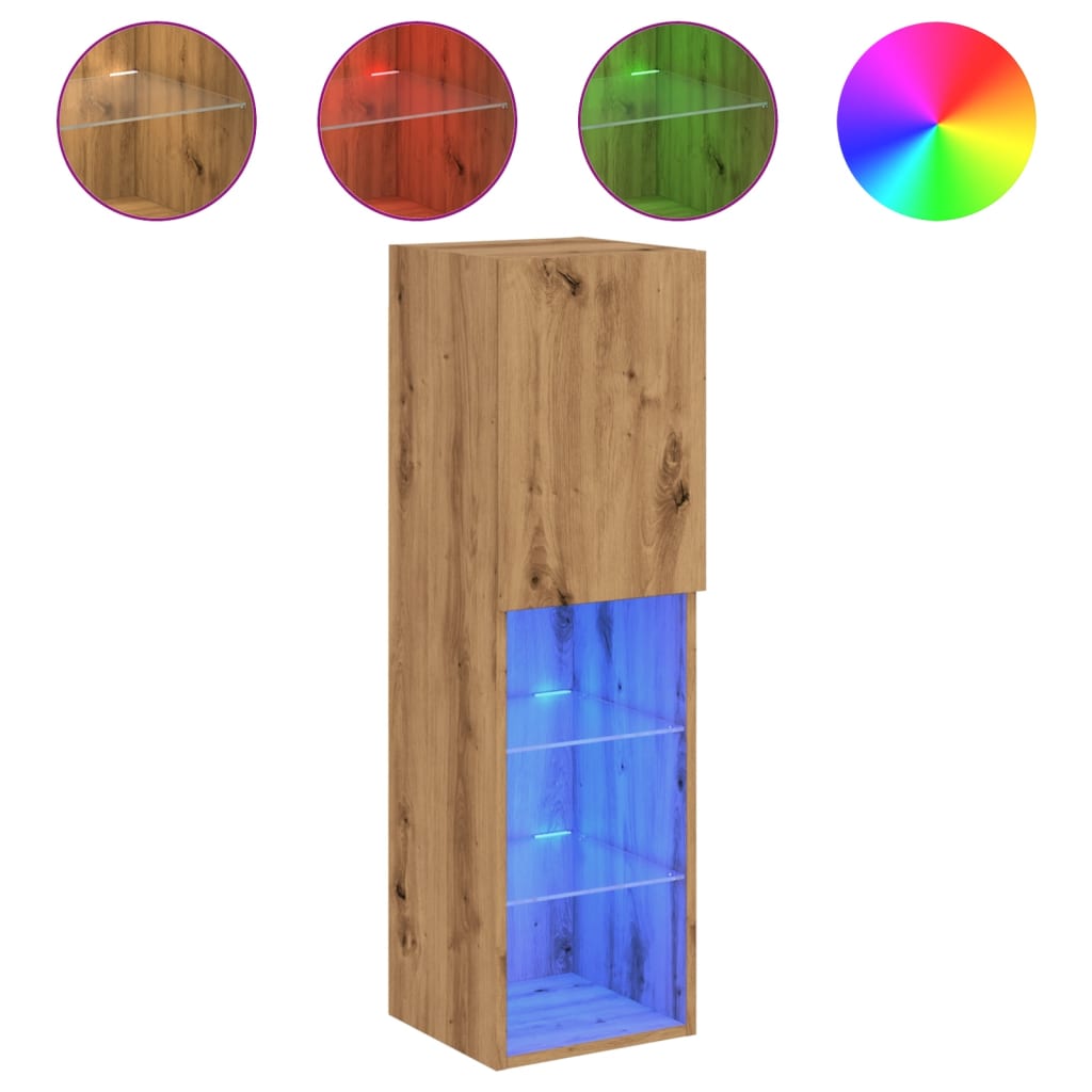 TV Cabinet with LED Lights Artisian Oak 30.5x30x102 cm