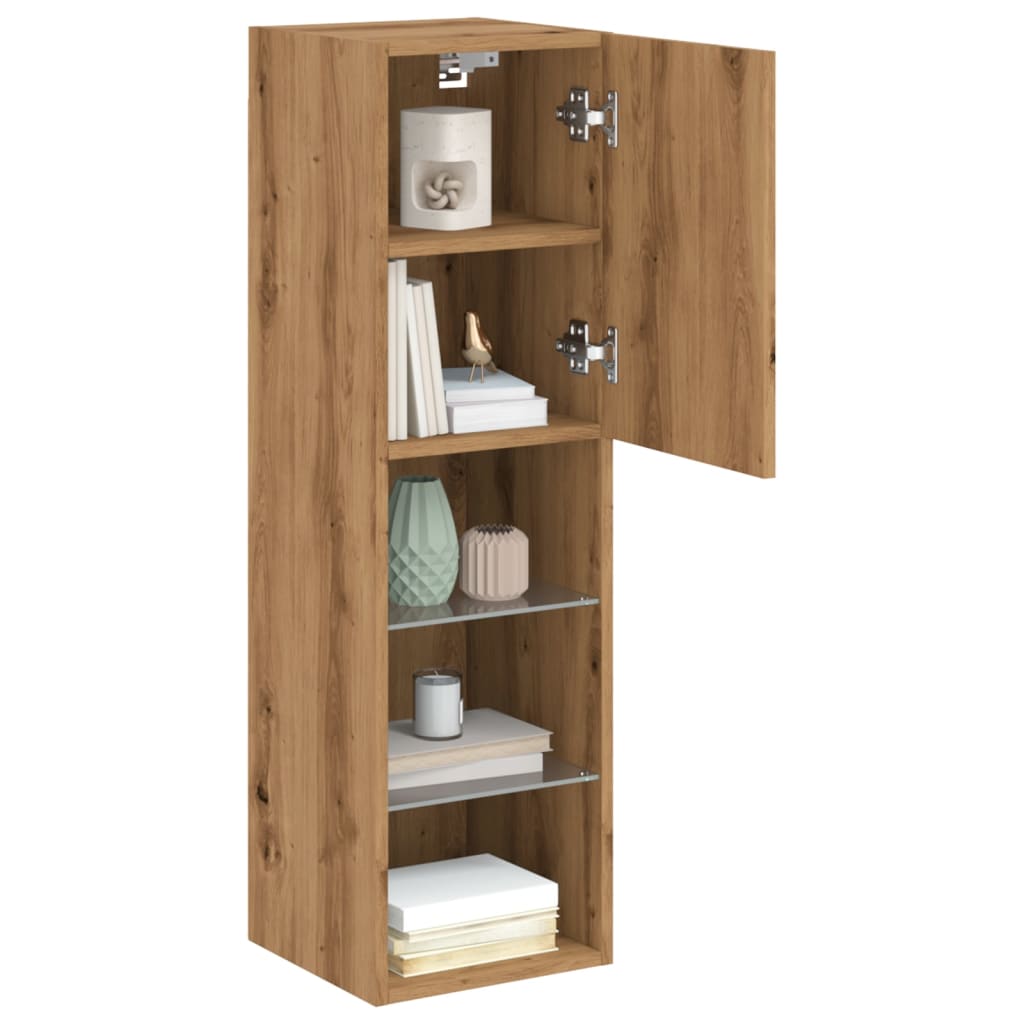 TV Cabinet with LED Lights Artisian Oak 30.5x30x102 cm