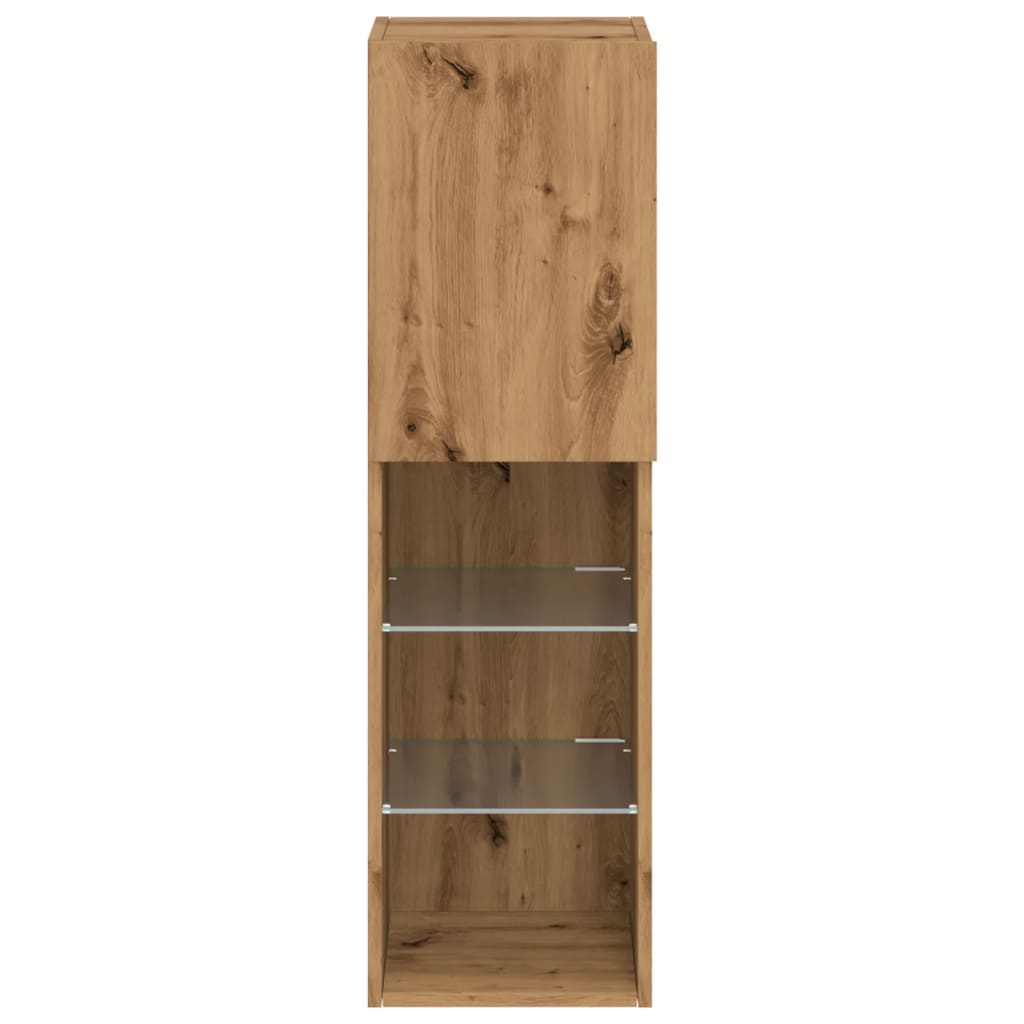 TV Cabinet with LED Lights Artisian Oak 30.5x30x102 cm