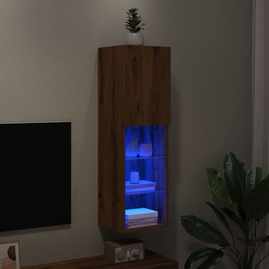 TV Cabinet with LED Lights Artisian Oak 30.5x30x102 cm