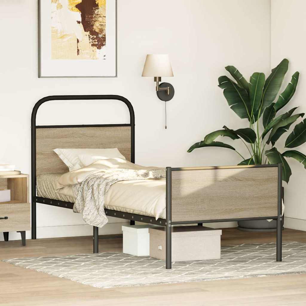 Bed Frame without Mattress 75x190 cm Sonoma Oak Engineered Wood