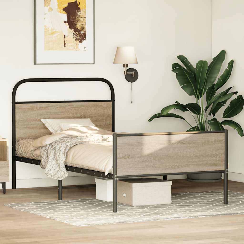 Bed Frame without Mattress 107x203 cm Sonoma Oak Engineered Wood