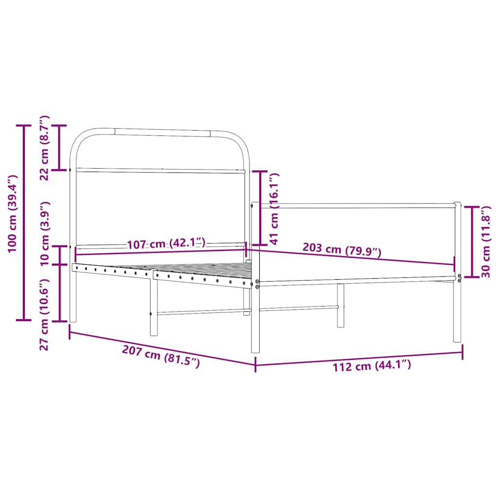 Bed Frame without Mattress 107x203 cm Sonoma Oak Engineered Wood