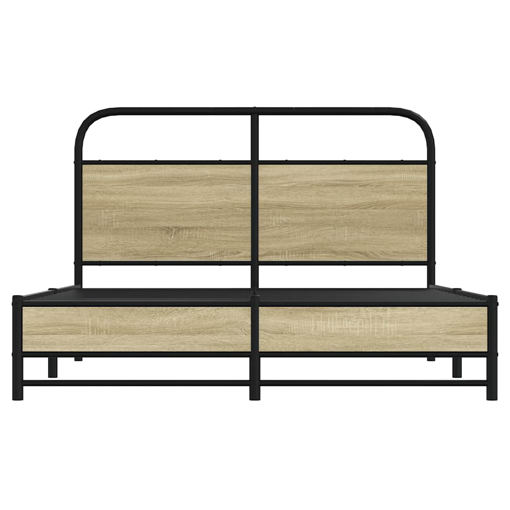 Bed Frame without Mattress 135x190 cm Double Sonoma Oak Engineered Wood