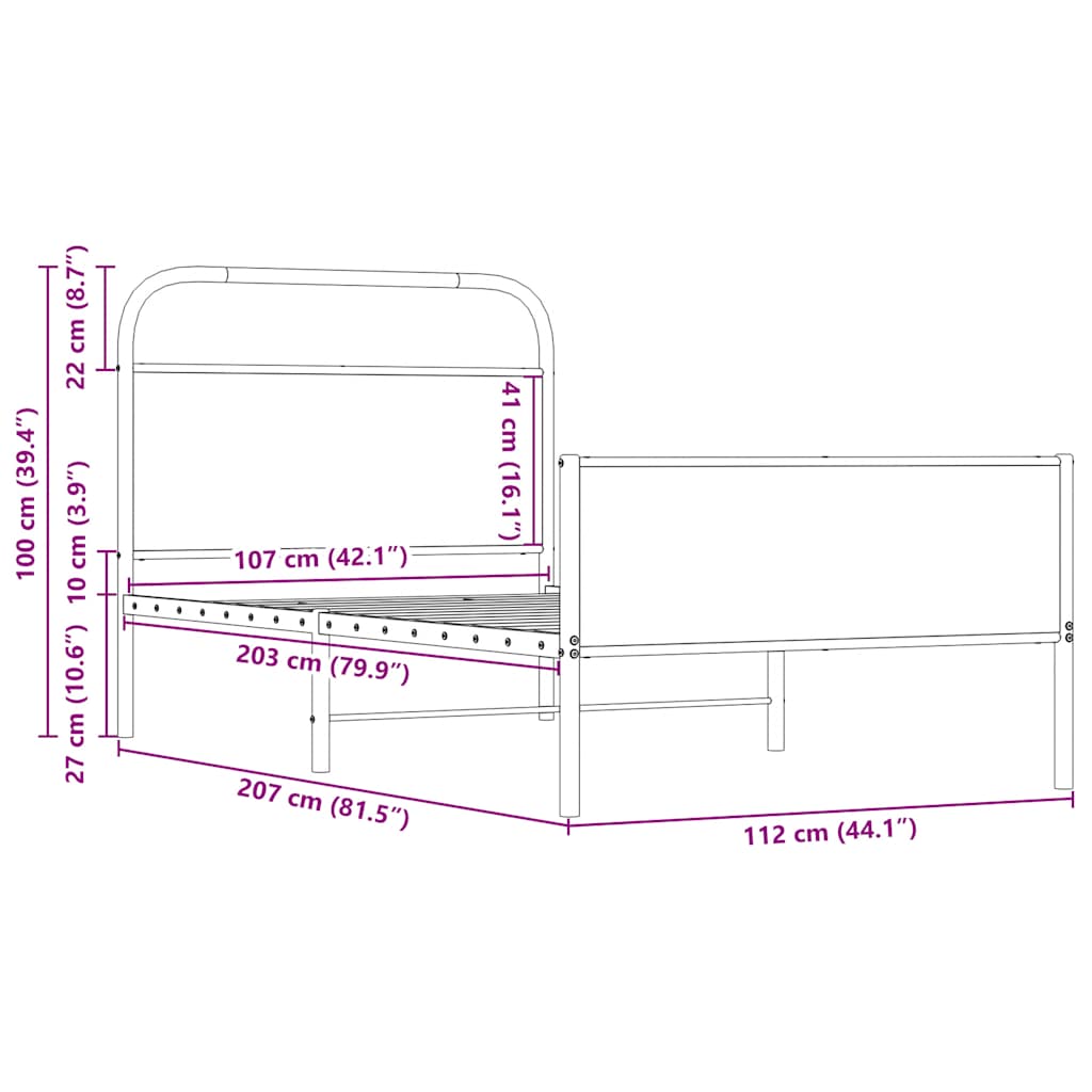 Bed Frame without Mattress 107x203 cm Sonoma Oak Engineered Wood