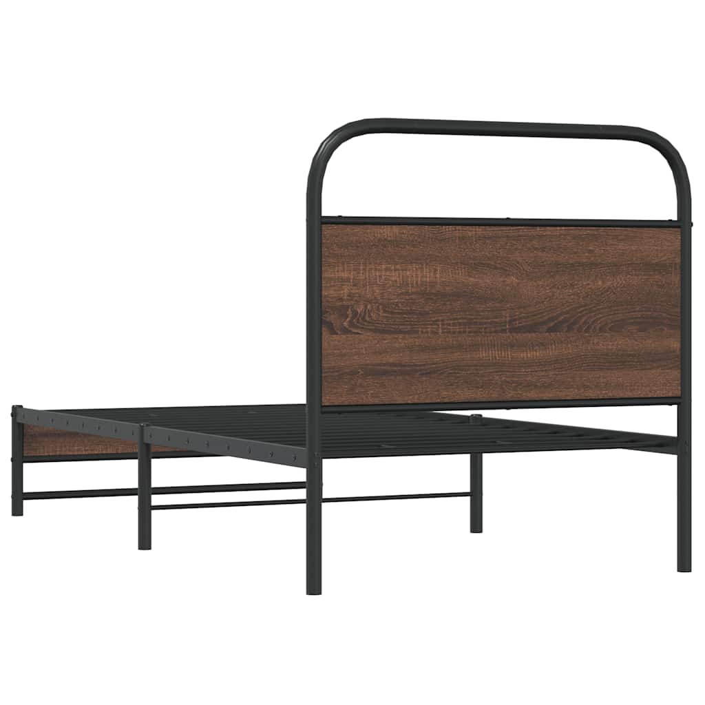 Bed Frame without Mattress 100x200 cm Brown Oak Engineered Wood