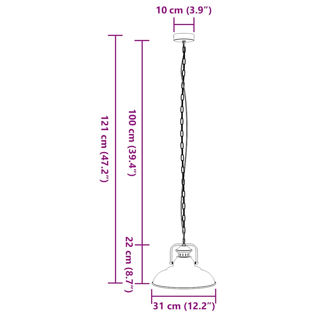Pendant Lamp E27 Black Ø 31 cm Iron