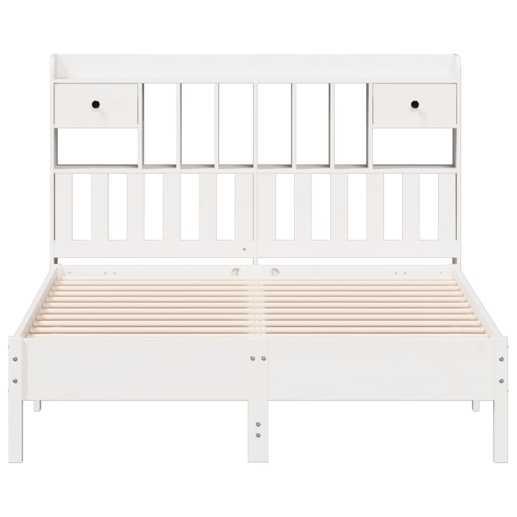 Bookcase Bed without Mattress White 140x190 cm Solid Wood Pine